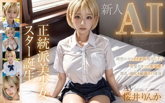 AIFOCS-002 [Uncensored Leaked] [New AI] A beautiful blonde with H cup breasts, Rinka Sakurai, is born.